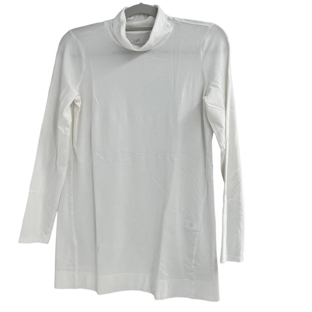 J. Jill Luxe Supima Cotton Top Womens XS‎ Turtleneck Tunic Winter White